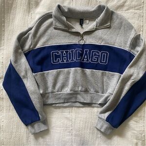Graphic Cropped Quarter Zip Sweatshirt (S) - H&M - Coffee Run!